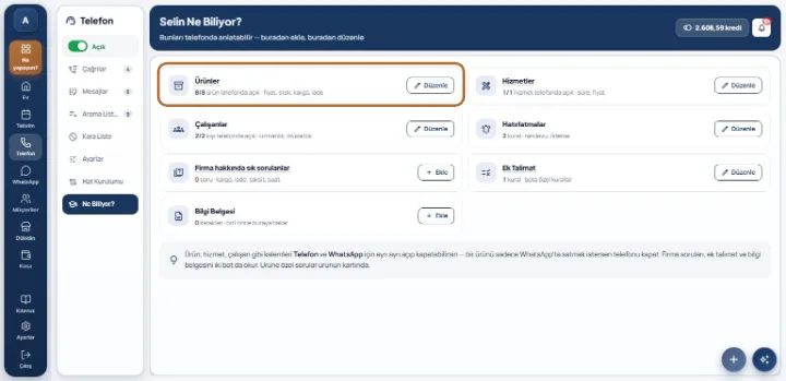 Asistana ürünlerimi ve hizmetlerimi nasıl öğretirim?